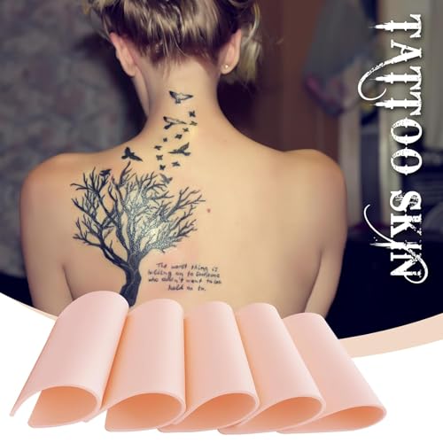 Anghie 10PCS Tattoo Practice Skin 7.4 x 5.6'' 3mm Thick Double-Sided Fake Skin for Artists & Beginners