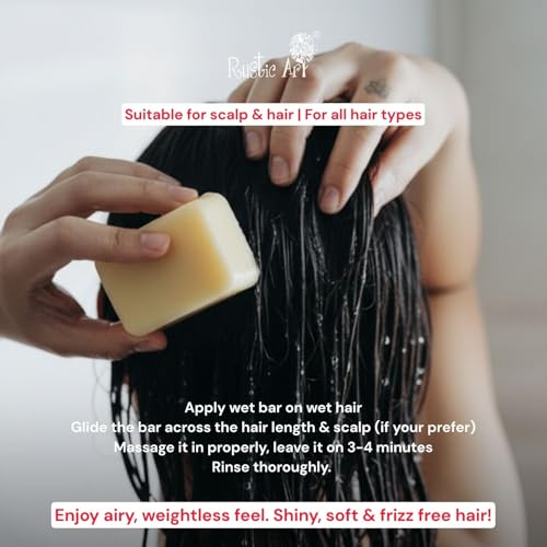 Rustic Art Amla Methi Hair Conditioning Bar - All Hair Types, Frizz Control & Shine, 60g