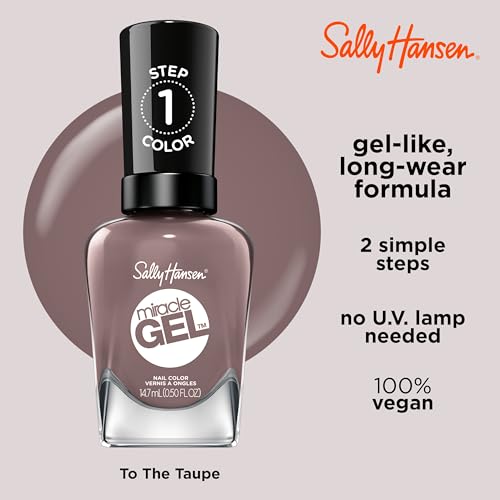 Sally Hansen Miracle Gel Nail Polish 205 To The Taupe - Deep Taupe, 0.5 Fl Oz
