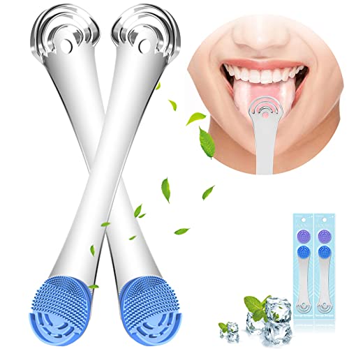 Moosec Silver Tongue Scrapers - 2PCS Stainless Steel Cleaner for Bad Breath
