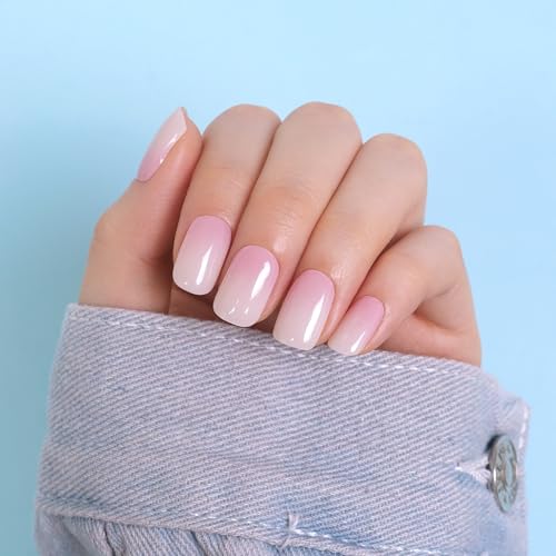 DANNI & TONI Baby Ombre Semi Cured Gel Nail Strips Pink to White 28 Stickers - Easy Application