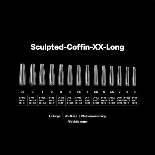 Aprés Gel-X Coffin Nail Tips Box - 280 Soft Tips with 14 Sizes, Long & Half-Sizes