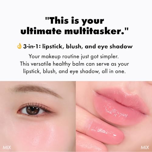 Amuse Seoul BOKSOONGA Lip & Cheek Balm - Multiuse Cream & Glossy Blush, 2 Colors, Vegan, Korean Beauty