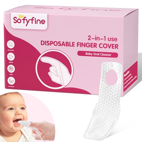 SOFYFINE 60 Counts Baby Tongue Cleaner & Finger Toothbrush for Infants & Toddlers