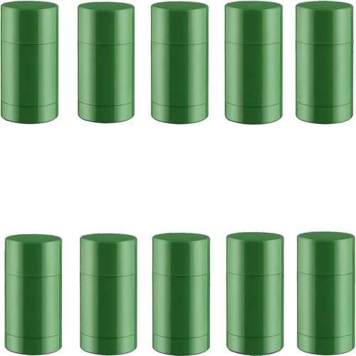 10 Pcs Empty Deodorant Containers, 1.4 oz Refillable Twist-Up Tubes - Green