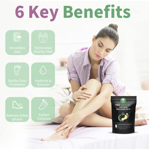 Tea Tree Oil Foot Soak - Epsom Salt Bath for Tired Feet, 16 oz