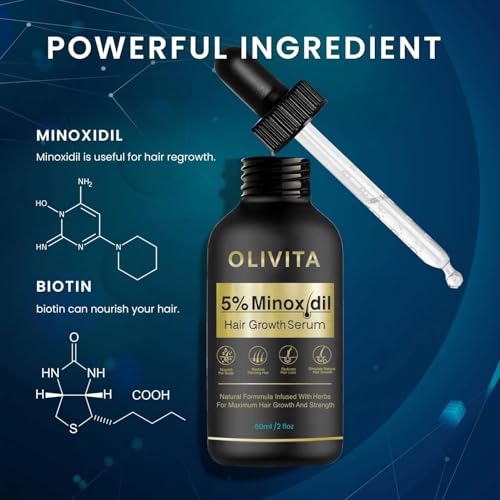 Olivita 5% Minoxidil Hair Growth Serum for Men & Women - 2 fl oz