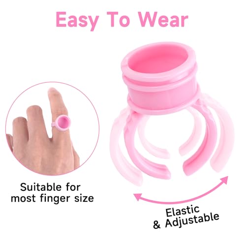 G2PLUS Disposable Glue Rings for Eyelash Extensions - 100pcs Baby Pink