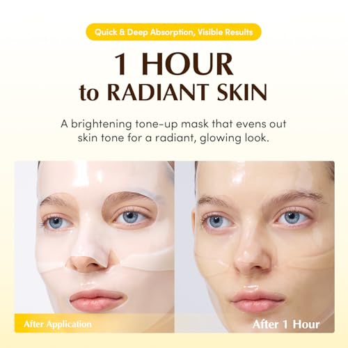 EQQUALBERRY Glow Up Collagen Mask with Niacinamide - Brightening & Radiance Boosting, 4 Sheets