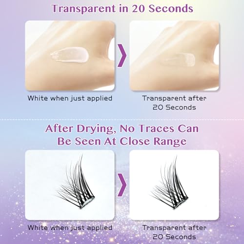 Gekinye Clear Lash Glue 24Hr Hold - Quick Drying, Latex-Free, 1 Pack (Clear) for Strip & Cluster Lashes