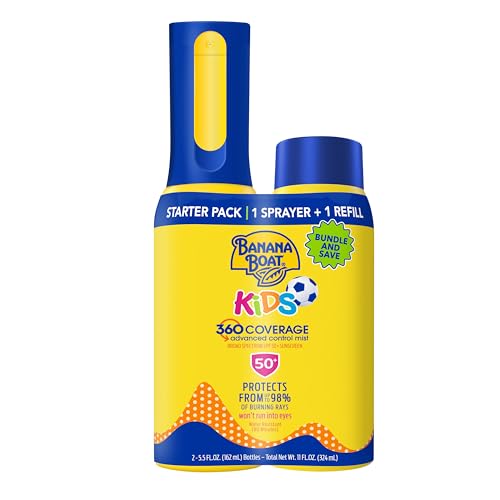 Banana Boat Kids Sunscreen Mist SPF 50 Bundle - Refillable Spray