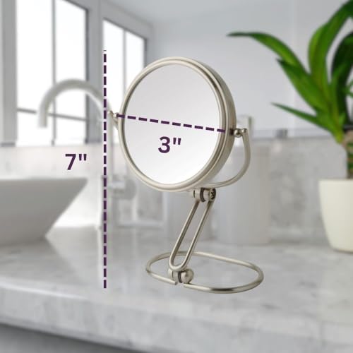 JERDON 3" Compact Folding Travel Mirror with 15X & 1X Magnification - Model MC315N