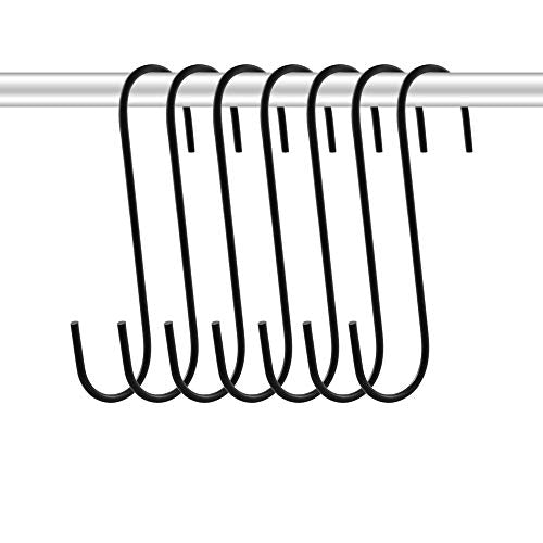 12 Heavy-Duty Black Antistatic Steel S Hooks for Home Storage