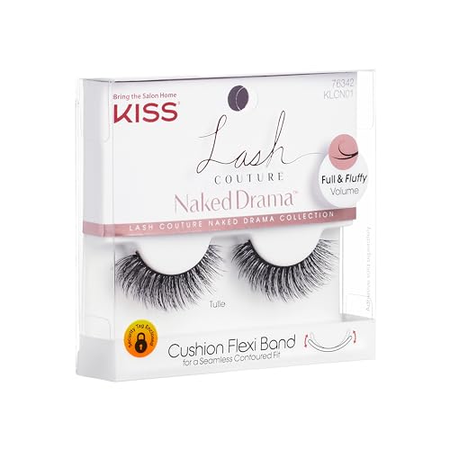 KISS Lash Couture Naked Drama False Eyelashes Tulle Pack - Full Fluffy Volume, 10mm, Reusable, Easy to Apply
