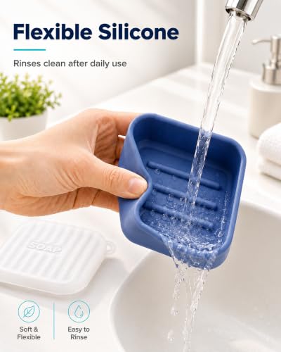 Square Travel Soap Case - Silicone Holder for Bar Soap