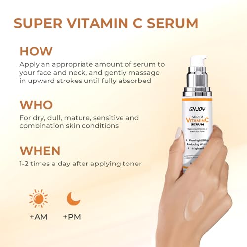 Vitamin C Serum with Hyaluronic Acid & Caffeine for Mature Skin - Brightening & Anti-Aging