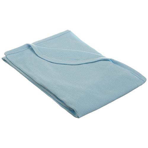 100% Cotton Toddler Thermal Blanket - Soft & Stretchy, 36" x 48", Blue