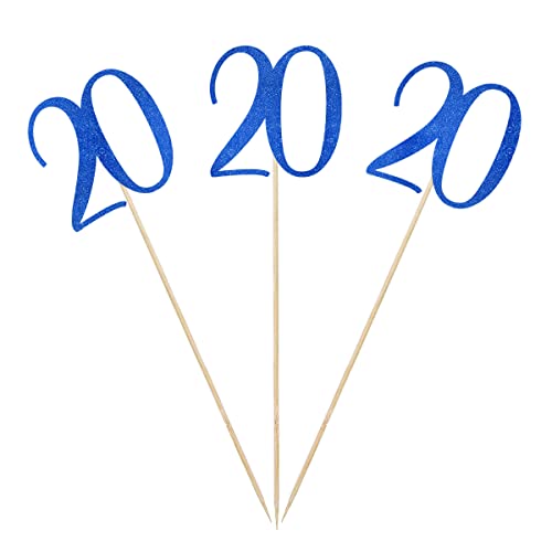 Blue Glitter Number 20 Centerpiece Sticks - 12-Pack Party Decorations