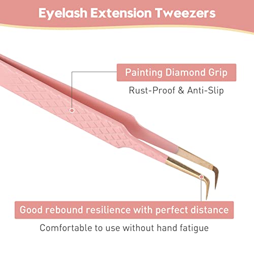 Ms.Queen 90 Degree Lash Tweezers - Precision Fiber Tip for Mega Volume Extensions