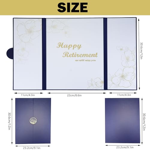 Blue Gold Retirement Guest Book - Elegant Farewell Party Decoration