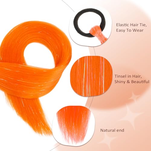 Lumitressa 26 Inch Orange Tinsel Ponytail Extension Pack - Synthetic Braided Hair