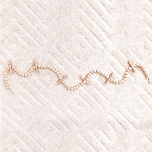 Wood Bead Photo Garland with 7 Clips | 48" Kids Art Display