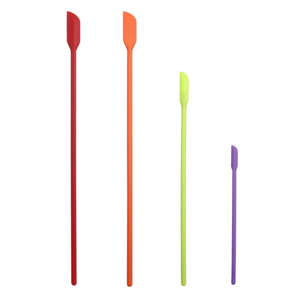 Mini Spatula Silicone Small for Makeup Spatula- Thin Jar ，for Thin Jar/Kitchen Bottles/Cosmetic Bottles 4Pack (Multicolor)