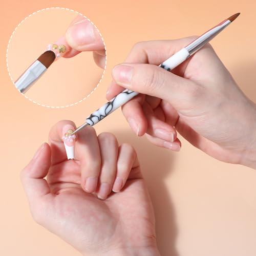 Matwsec 4 Pcs French Nail Brushes Set with Dotting Tool