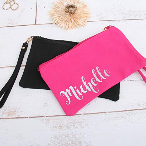 Threadart White Canvas Wristlet Makeup Bag - 5x9 Cotton