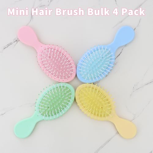 Mini Wet Hair Brush Travel Detangler - 4 Pack, Soft Bristles