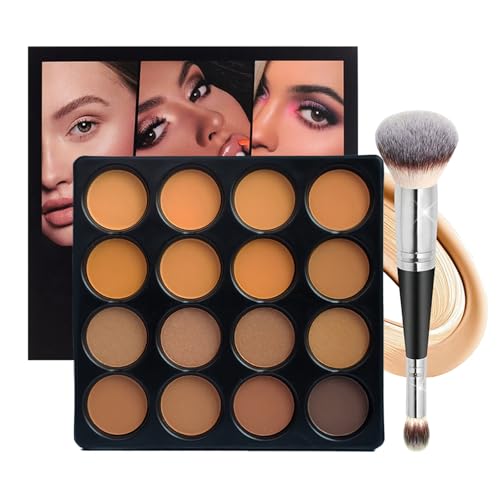 Joyeee 16-Color Concealer & Contouring Palette with Brush, Vegan Makeup