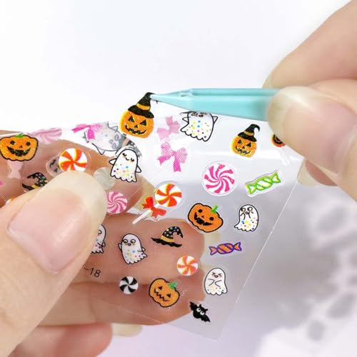 Halloween Nail Stickers - 30 Sheets of 3D Designs for Kids & Adults