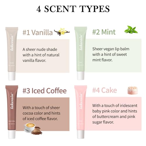 odkpoaaa Summer Lip Balm Set - Nourishing Glossy Lip Butter with Mint & Iced Coffee Shades for Women & Teens