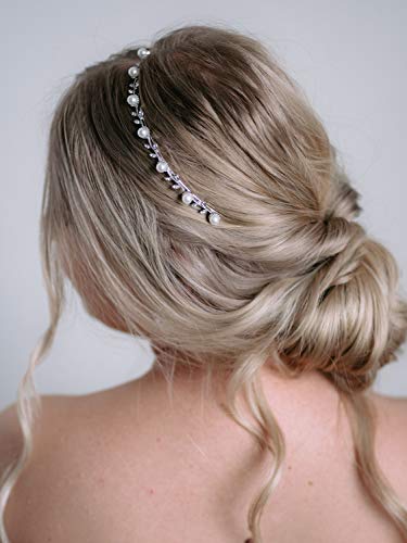SWEETV Pearl and Rhinestone Bridal Headband for Wedding Hair Accessories