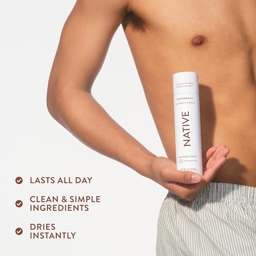 Native Deodorant & Body Spray, Coconut & Vanilla, 72-Hour Odor Protection for Underarms & Body, Aluminum Free, Quick Drying, 3.5 oz