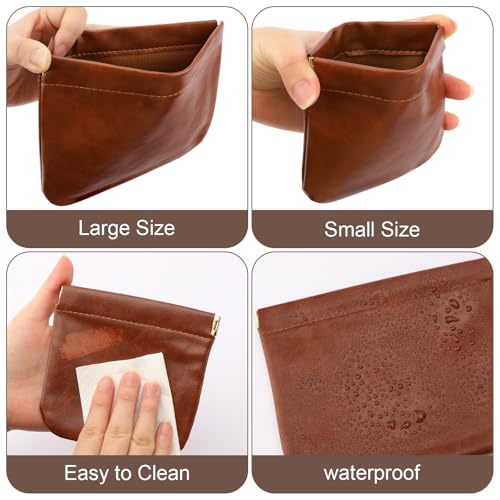 Tiltol Small Leather Makeup Bag Set - 2 Pack Portable Cosmetic Pouches