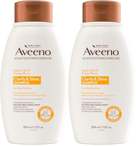 Aveeno Apple Cider Vinegar Shampoo, 12 Fl Oz - Pack of 2 | Scalp Soothing