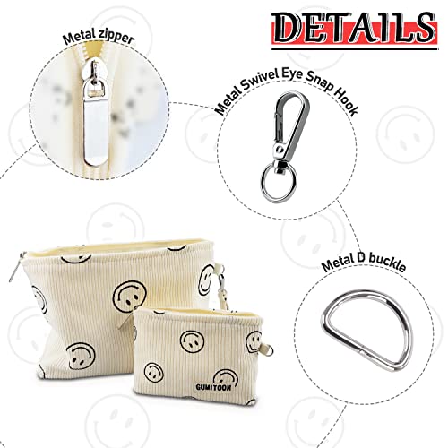 GUMITOON Beige Smiley Makeup Bags Set – Travel Cosmetic Organizer for Women