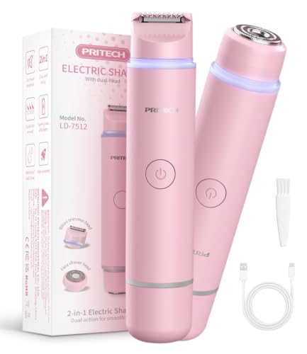 PRITECH Pink Bikini Trimmer for Women - Dual Head Hair Remover