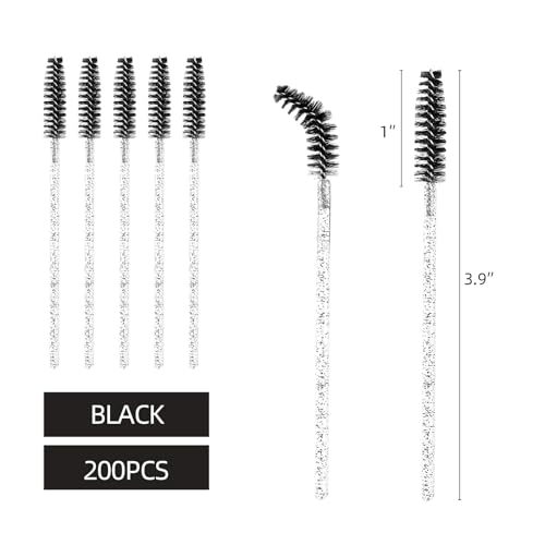 200 Pcs Disposable Eyelash Brushes Crystal Mascara Wands for Eye