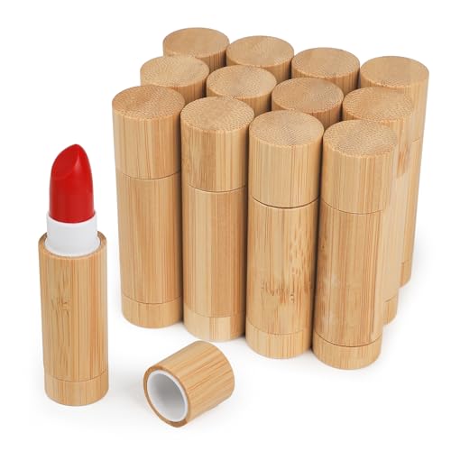 12Pcs Bamboo Refillable Lip Balm Containers 5g DIY Lipstick & Gloss Tubes