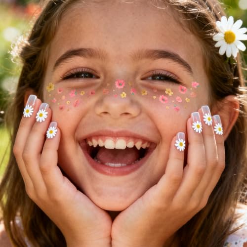 Tiebblove Colorful Butterfly Flower Face Freckle Stickers - Glitter Temporary Tattoos for Women, Festivals & Parties