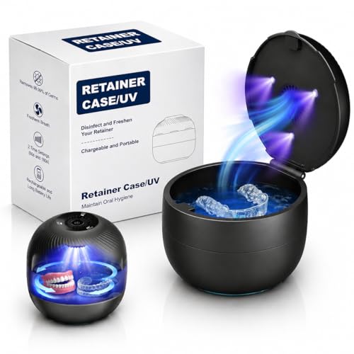 UV Denture Cleaning Case with Fan - Portable Retainer & Aligner Storage