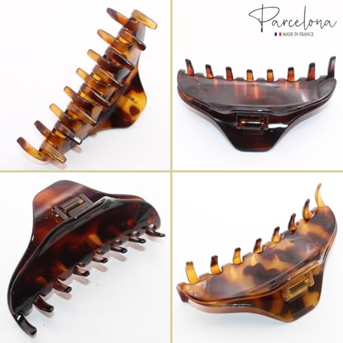 Parcelona French Boss Hair Clips: 3.5 inch Narrow Tortoise Shell Set of 2