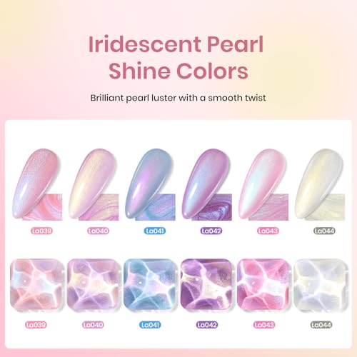 Beetles Pearl Gel Polish Set - 6 Mermaid Colors with Swirl Effect