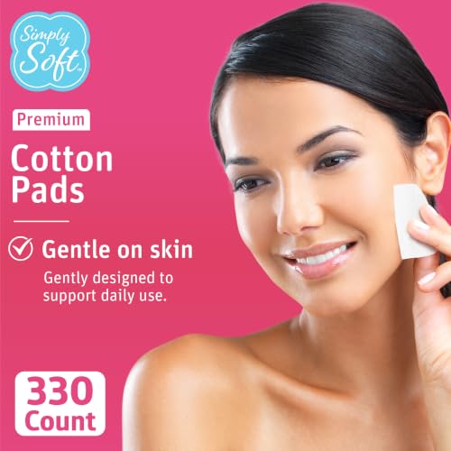 Simply Soft Premium Cotton Pads - 100% Natural, Hypoallergenic, 330 Count