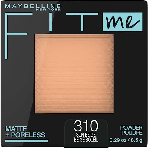 Maybelline Fit Me Matte Plus Poreless Powder 310 Sun Beige 0.29oz - Buildable, Oil-Free Face Powder for Oily Skin