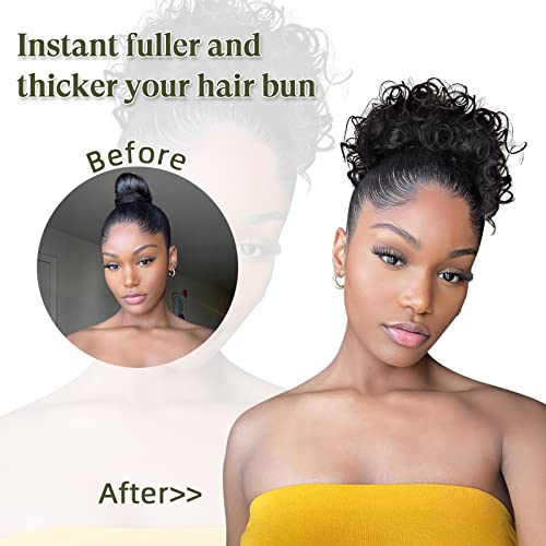 Oseti Black Messy Curly Hair Bun Extension for Women - Clip-On Ponytail
