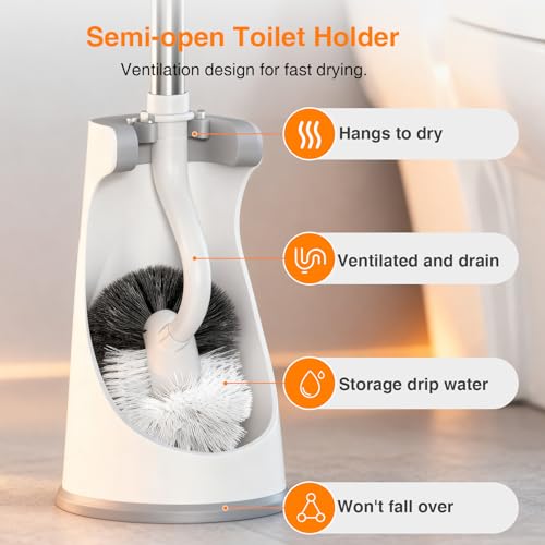 Lefree Toilet Brush and Holder Set - Curved Design for Deep Cleaning