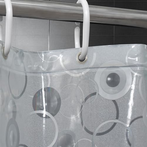 AooHome 72x78 Inch EVA Shower Curtain Liner - 3D Circle Pattern, Water Repellent with Hooks & Magnets